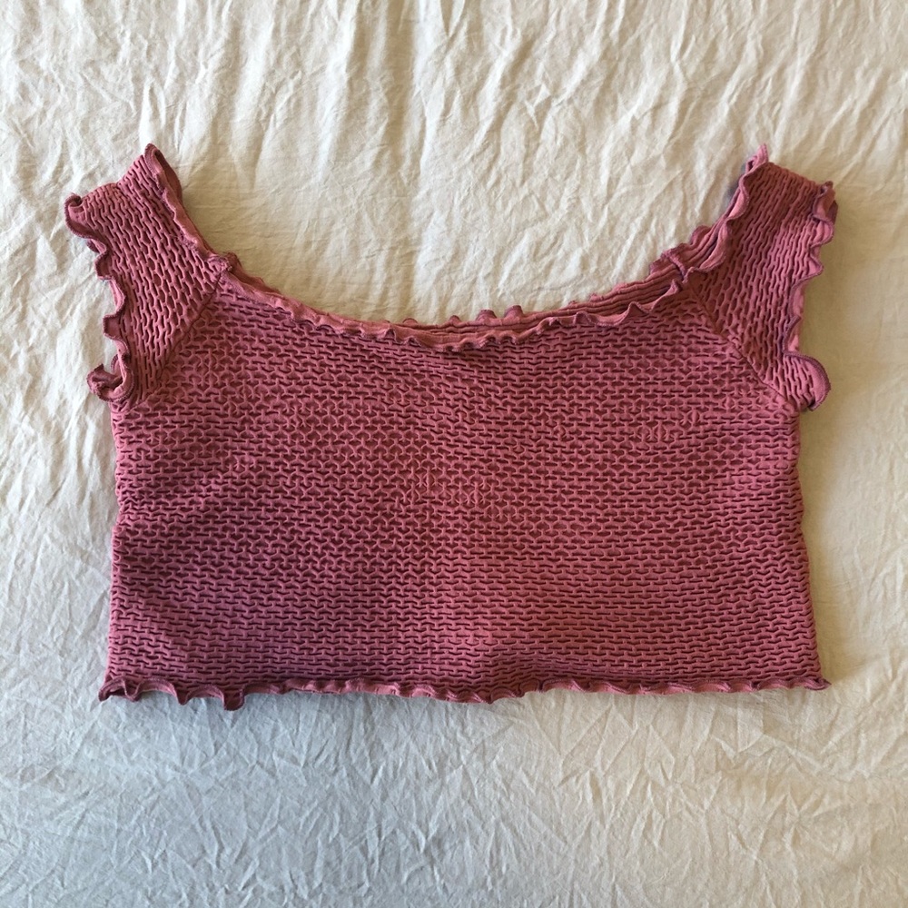 Free People Textured Off Shoulder Crop Top